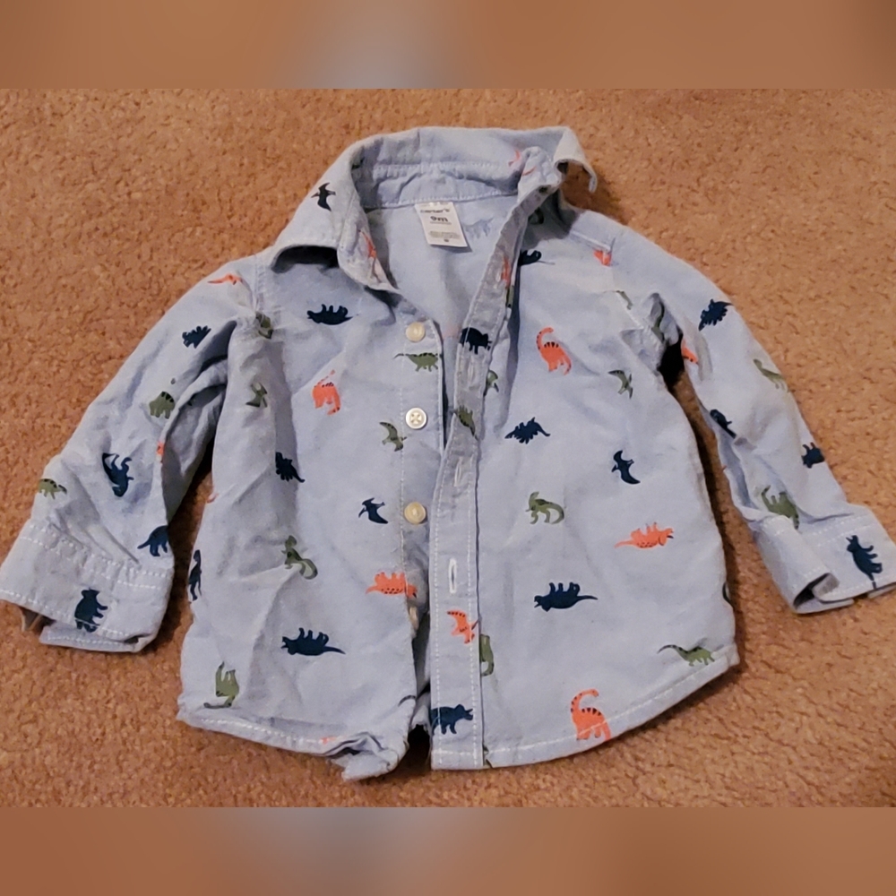 Carter's Boys Blue Long Sleeve Button-Down Shirt 9 Months